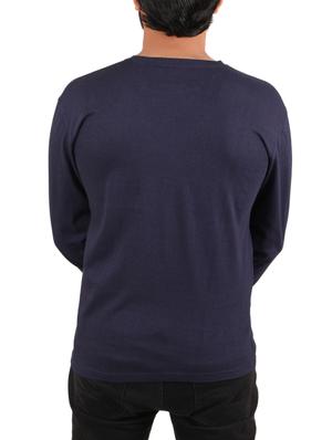 navy blue cotton chest print t-shirt - 15894460 - Standard Image - 2