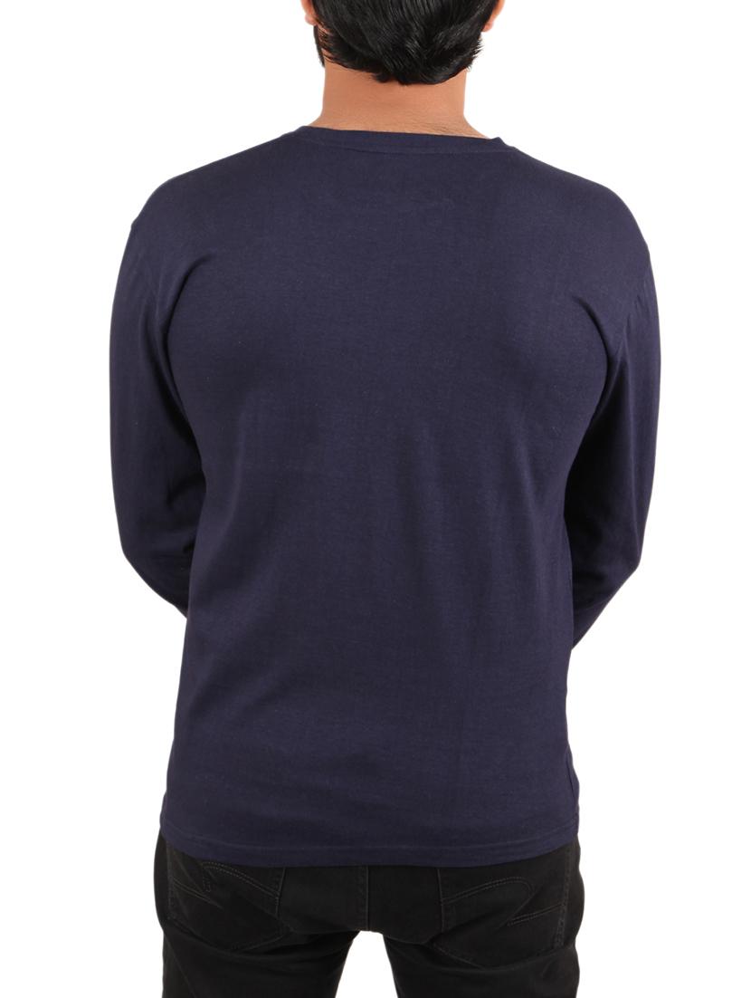 navy blue cotton chest print t-shirt - 15894460 - Zoom Image - 2
