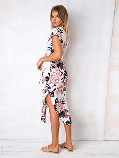 side slit floral asymmetric dress - 15894727 - Standard Image - 2