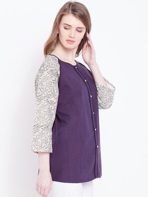 faux button detail raglan sleeved top - 15897107 - Standard Image - 2