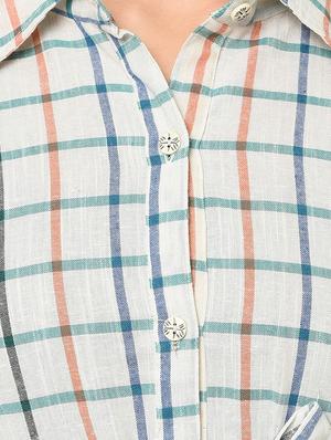checkered tie belted dress - 15897377 - Standard Image - 5