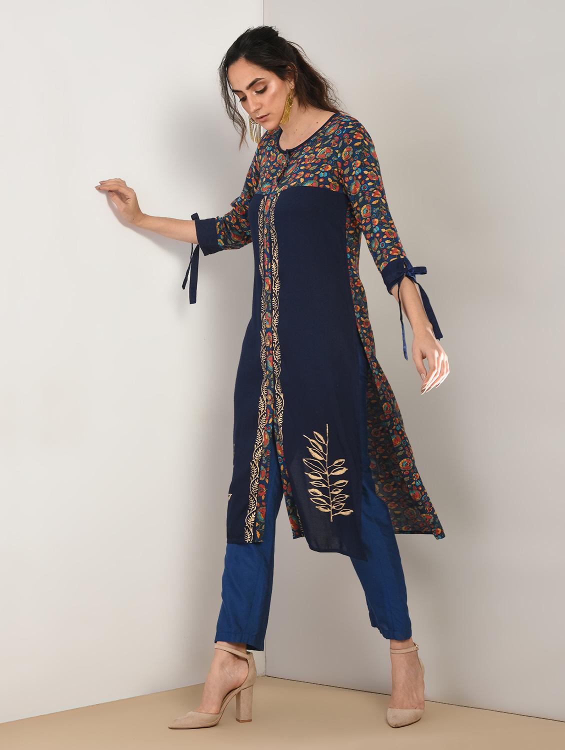 kalamkari printed straight kurta - 15897401 - Zoom Image - 2