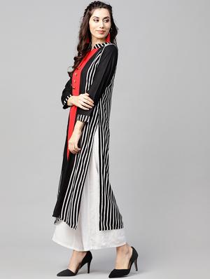 Stripes straight kurta - 15897806 - Standard Image - 2