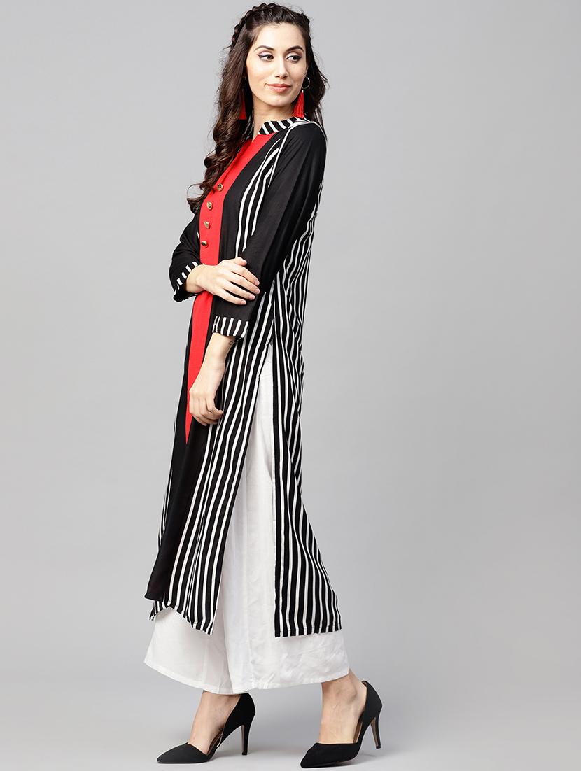Stripes straight kurta - 15897806 - Zoom Image - 2