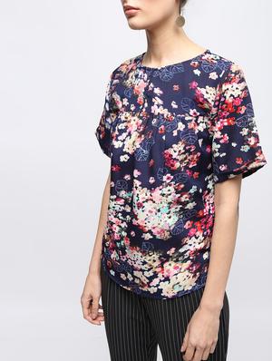 pleated floral lace trim top - 15897845 - Standard Image - 5