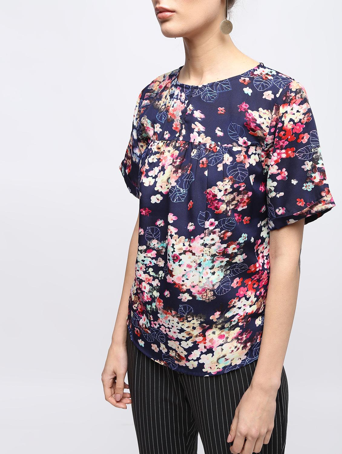 pleated floral lace trim top - 15897845 - Zoom Image - 5