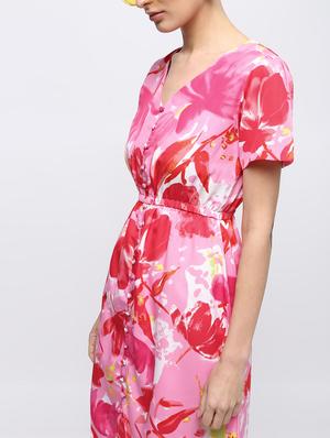 elasticated waist button detail dress - 15897879 - Standard Image - 5