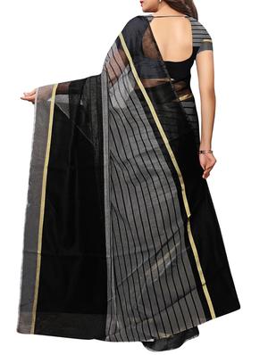 striped black maheshwari saree with blouse - 15898123 - Standard Image - 2