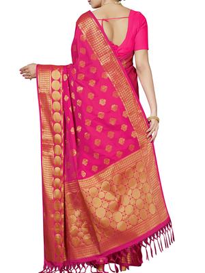 floral zari motif banarasi saree with blouse - 15898591 - Standard Image - 2