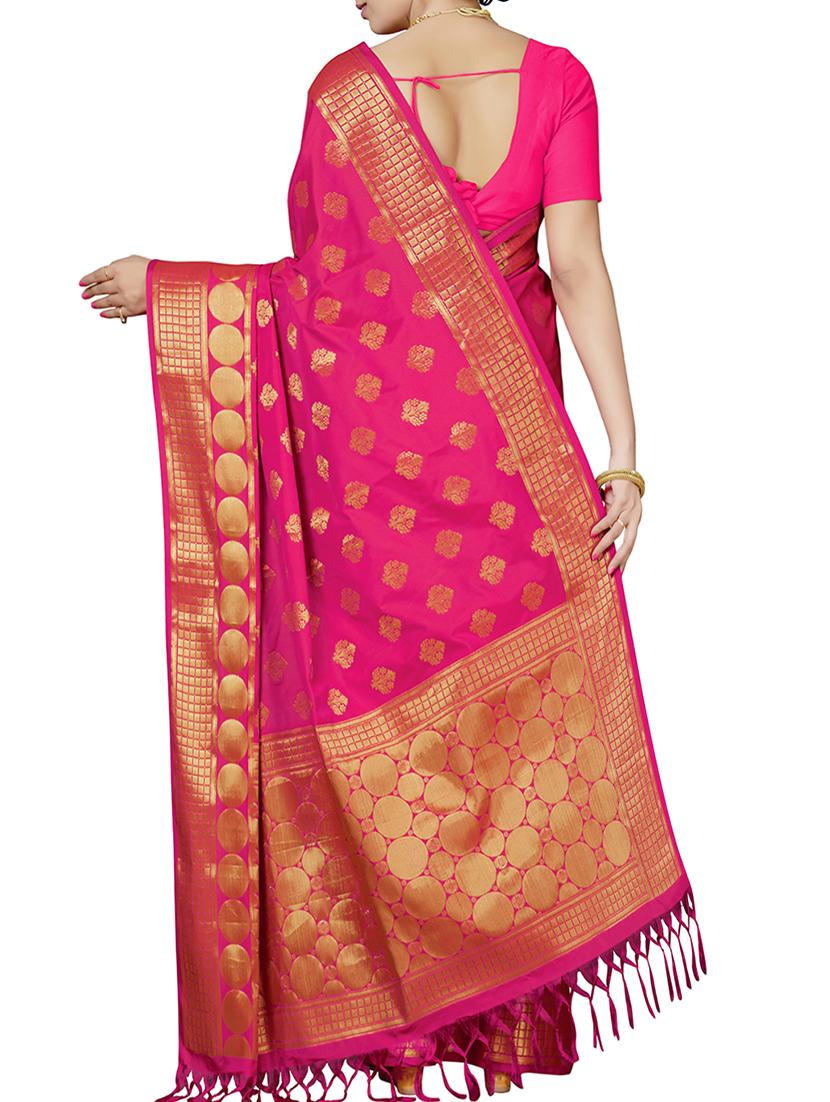 floral zari motif banarasi saree with blouse - 15898591 - Zoom Image - 2