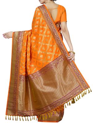 paisley zari motif banarasi saree with blouse - 15898594 - Standard Image - 2