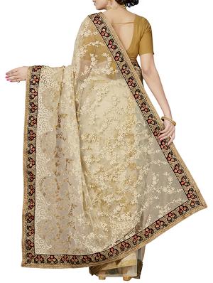 floral resham embroidered saree with blouse - 15898595 - Standard Image - 2