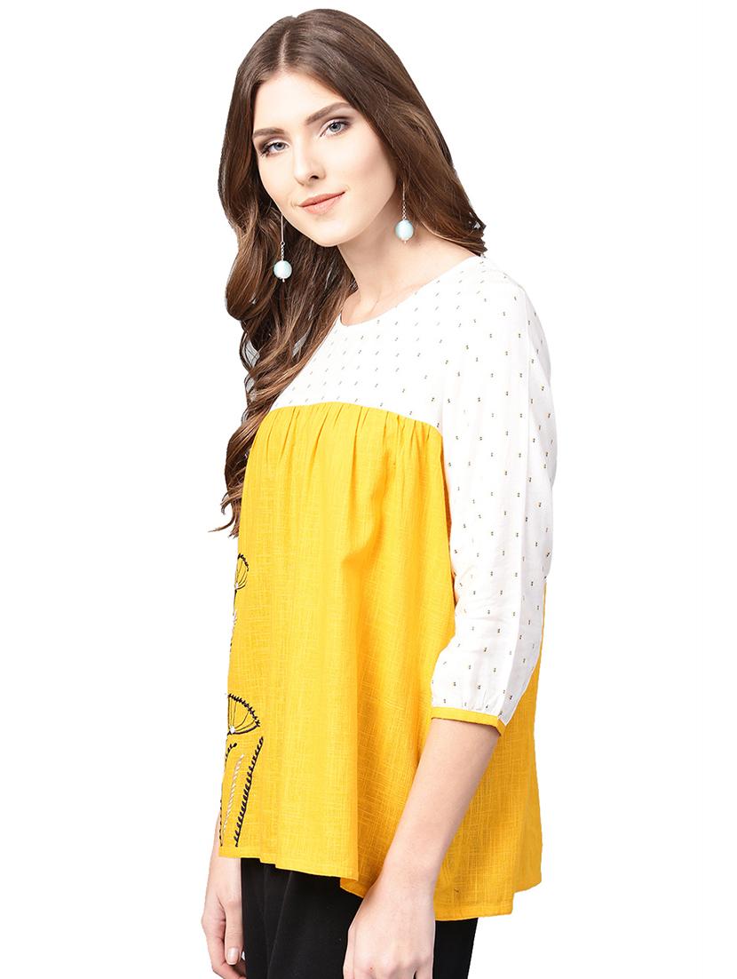 embroidered gather detail top - 15900711 - Zoom Image - 2