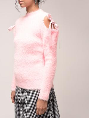 cold shoulder bow detail fur pullover - 15900895 - Standard Image - 5