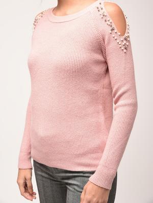 pearl embellished cold shoulder pullover - 15900914 - Standard Image - 5