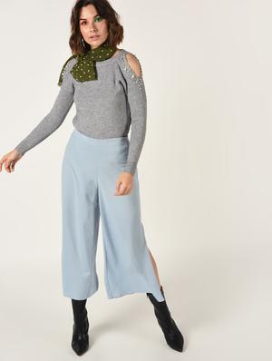 cold shoulder pearl embellished pullover - 15900919 - Standard Image - 2