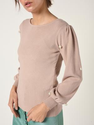 pearl embellished puff sleeved pullover - 15900934 - Standard Image - 5