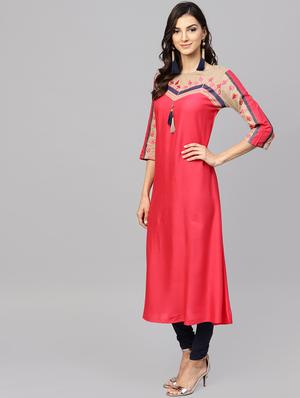 a-line embroidered kurta - 15901536 - Standard Image - 2