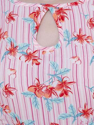 Floral key hole front flared dress - 15902028 - Standard Image - 5