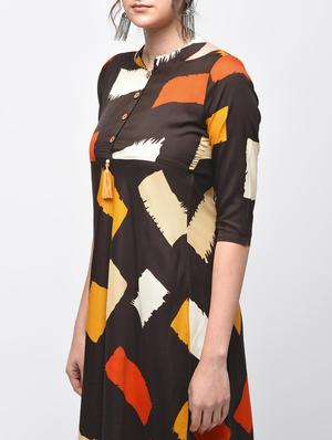 geometric printed flared kurta - 15902132 - Standard Image - 5