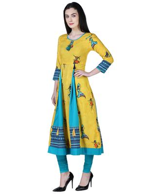 a-line printed panel kurta - 15902158 - Standard Image - 2