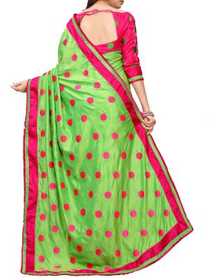 polka dots green embroidered saree with blouse - 15902441 - Standard Image - 2
