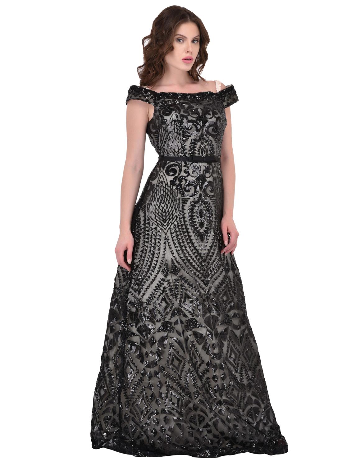 lace-up back sequined gown - 15902676 - Zoom Image - 2