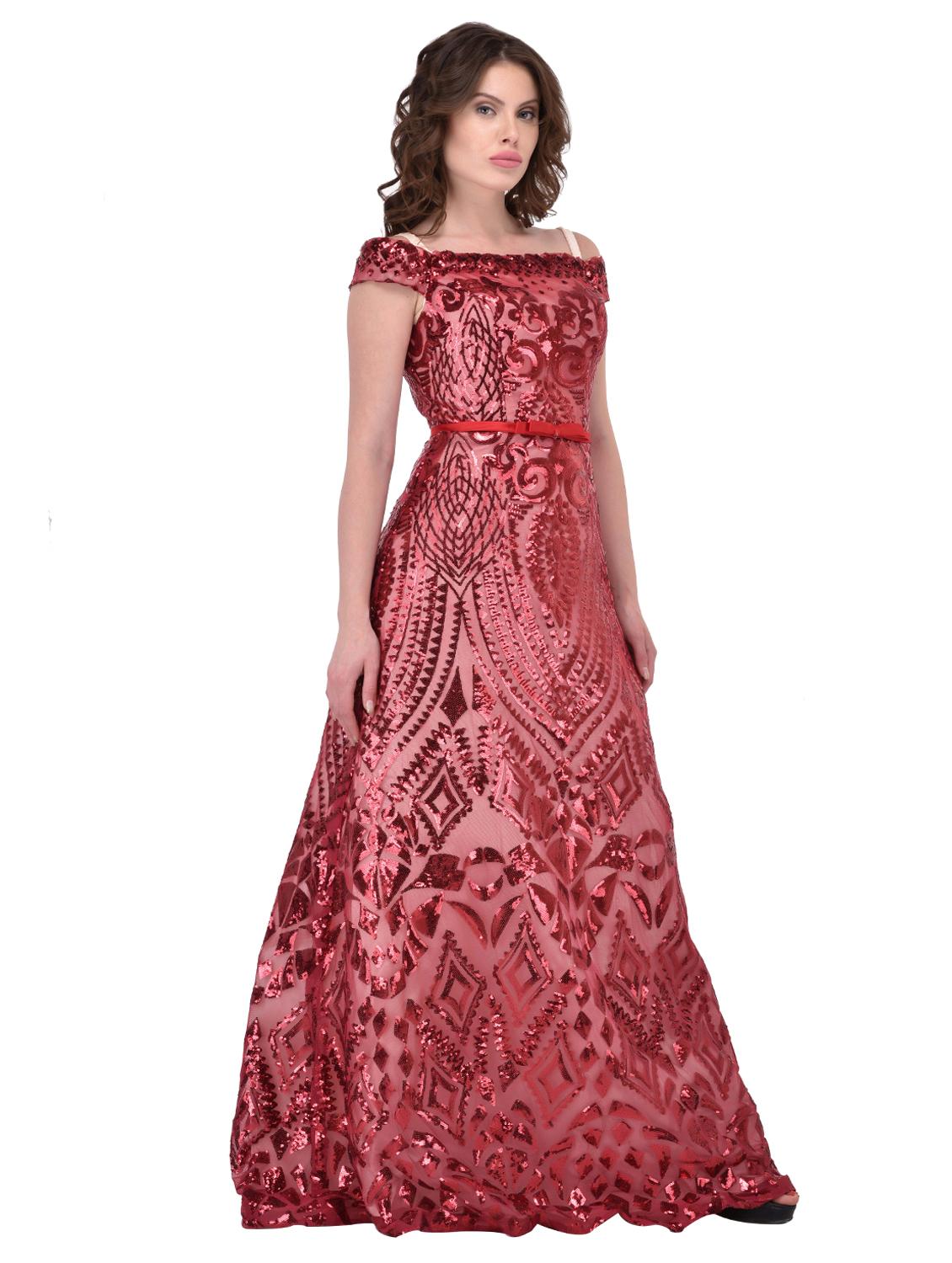lace-up back sequined gown - 15902679 - Zoom Image - 2