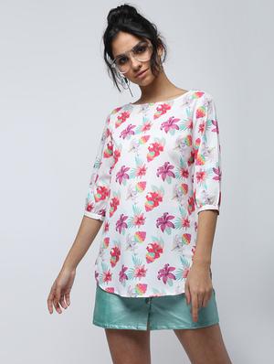 curved hem floral top - 15902816 - Standard Image - 2