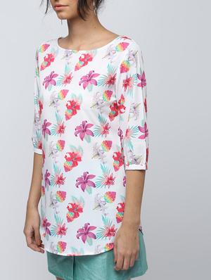 curved hem floral top - 15902816 - Standard Image - 5