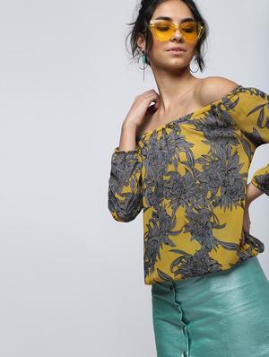 off shoulder floral blouson top - 15902828 - Standard Image - 2