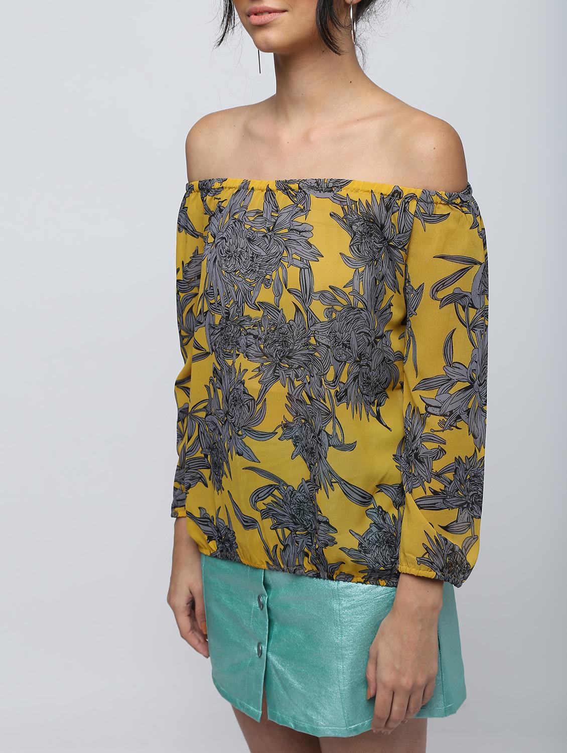 off shoulder floral blouson top - 15902828 - Zoom Image - 5