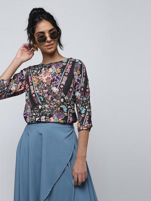 slit sleeved floral tunic - 15902837 - Standard Image - 2