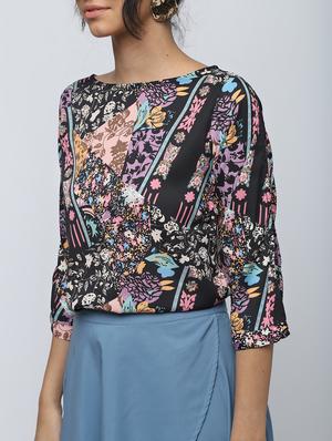 slit sleeved floral tunic - 15902837 - Standard Image - 5