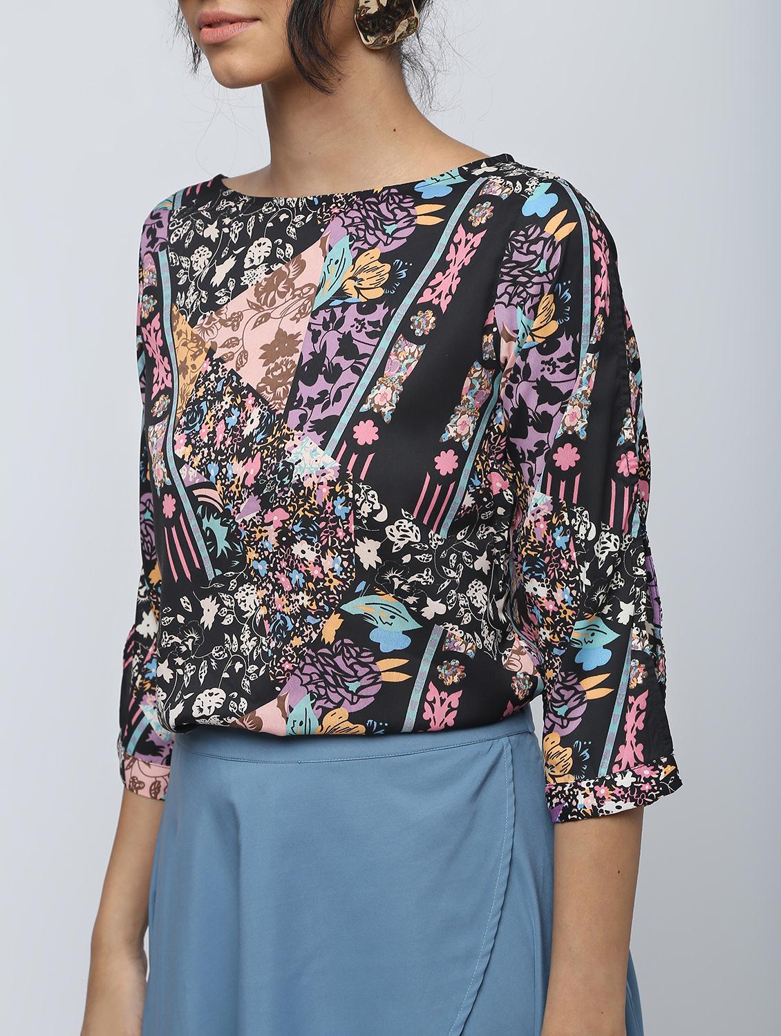 slit sleeved floral tunic - 15902837 - Zoom Image - 5