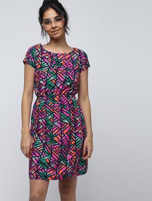 geometric print a-line dress - 15902838 - Standard Image - 2