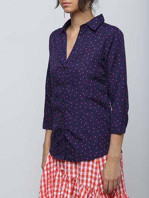 star print curved hem shirt - 15902842 - Standard Image - 5