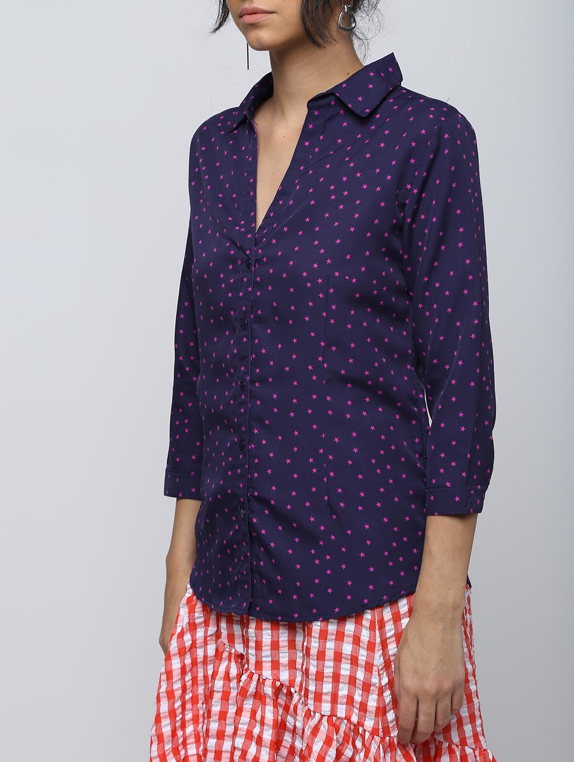 star print curved hem shirt - 15902842 - Zoom Image - 5