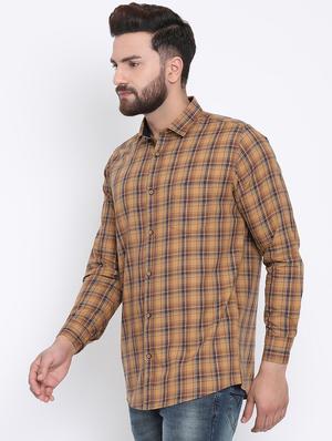 brown checkered casual shirt - 15902941 - Standard Image - 2