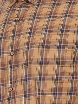 brown checkered casual shirt - 15902941 - Standard Image - 5