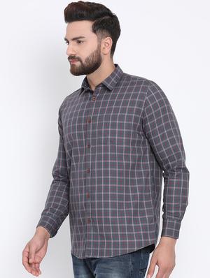 grey checkered casual shirt - 15902952 - Standard Image - 2
