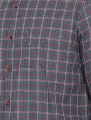 grey checkered casual shirt - 15902952 - Standard Image - 5