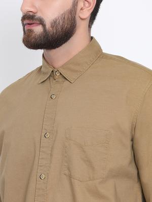 brown solid casual shirt - 15902969 - Standard Image - 5