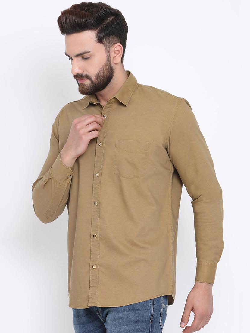 brown solid casual shirt - 15902969 - Zoom Image - 2
