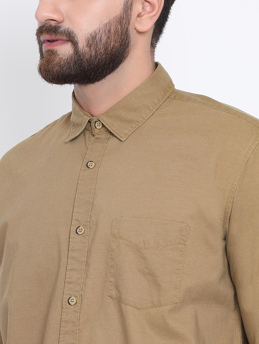 brown solid casual shirt - 15902969 - Zoom Image - 5