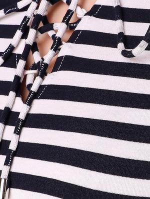 ruffle sleeved striped peplum top - 15903268 - Standard Image - 5