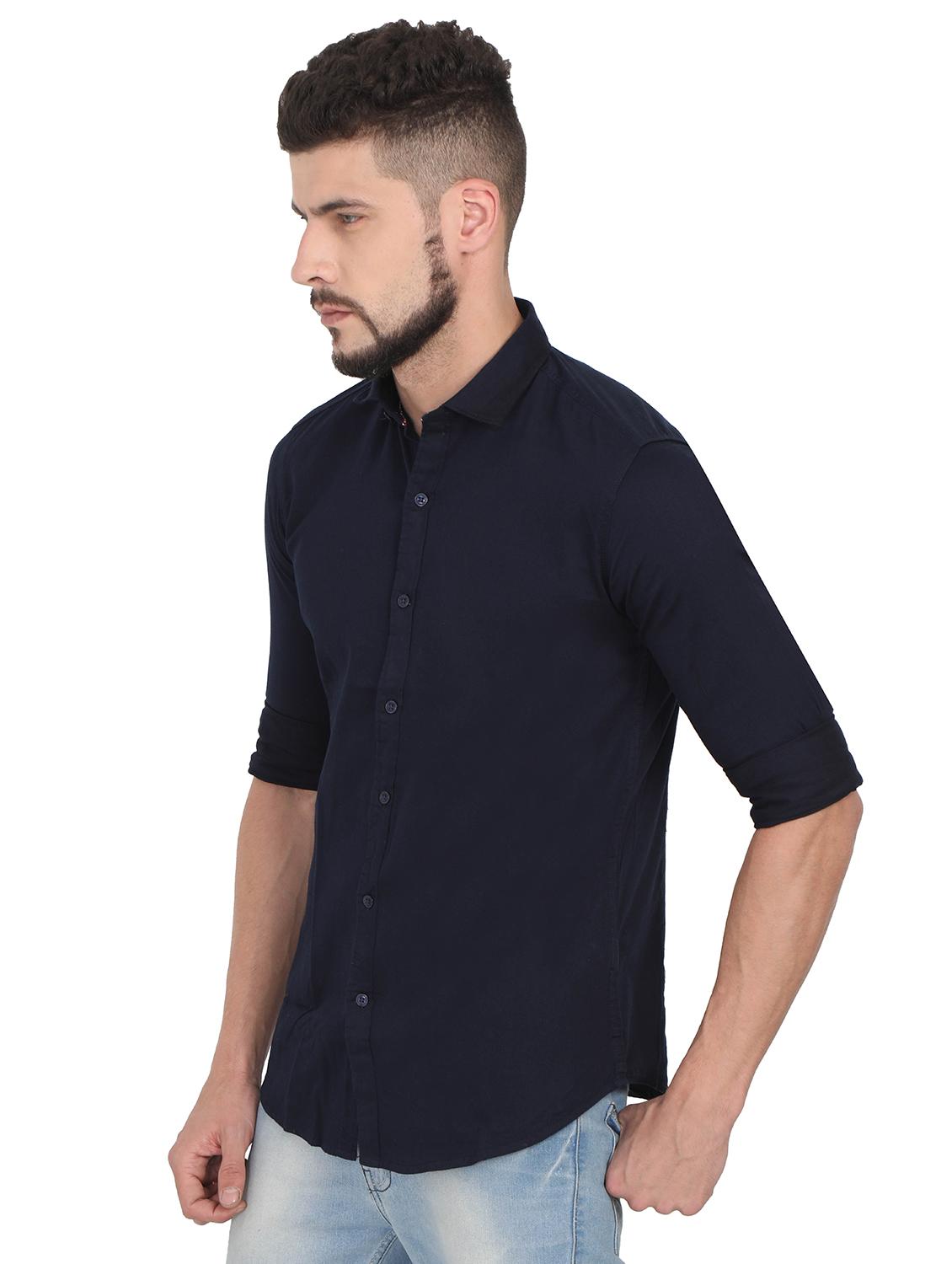 navy blue solid casual shirt - 15903342 - Zoom Image - 2