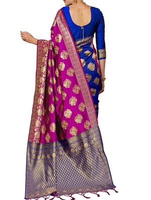 self design banarasi saree with blouse - 15904173 - Standard Image - 2