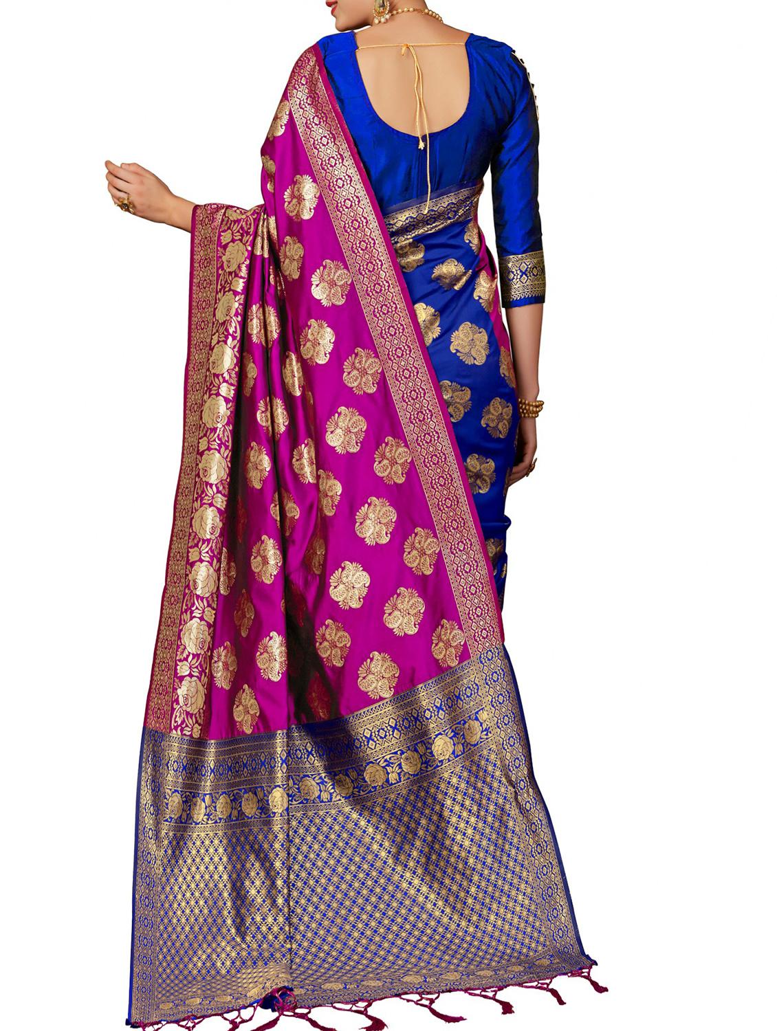 self design banarasi saree with blouse - 15904173 - Zoom Image - 2