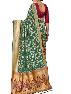 self design banarasi saree with blouse - 15904192 - Standard Image - 2